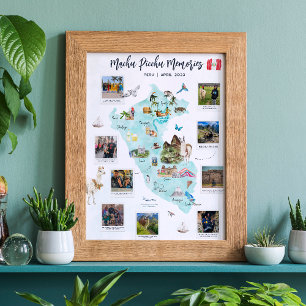 Watercolor Peru Karta Helgdag Foton Poster