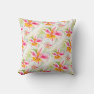 Watercolor Peruvian Lily Alstroemeria-kudde Kudde