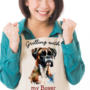 Watercolor Pet Brown Boxer personalize Förkläde