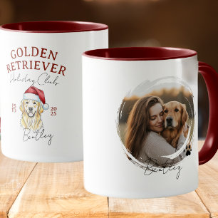 Watercolor Pet Porträtt jul, Golden Retriever Mugg