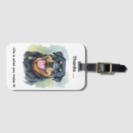 Watercolor Pet Rottweiler Portrait Bagagebricka