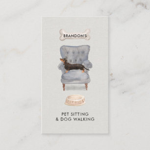 Watercolor Pet Sitter Dog Walker Visitkort