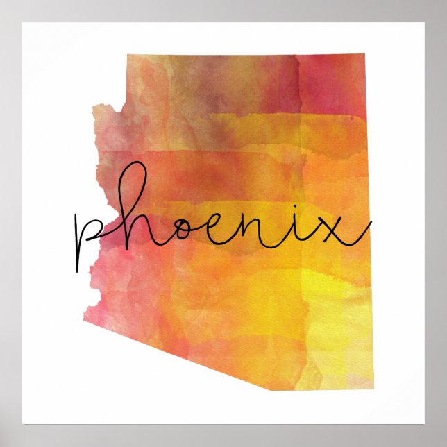 Watercolor Phoenix Arizona Poster (Framsidan)