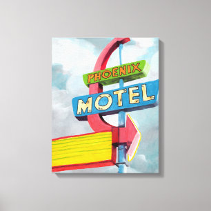 Watercolor Phoenix Motel Canvastryck