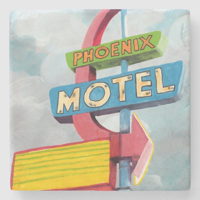 Watercolor Phoenix Motel Underlägg Sten (Framsidan)
