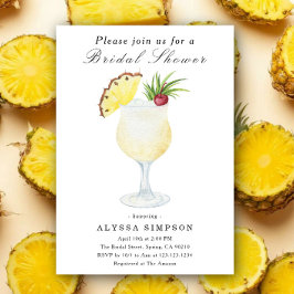 Watercolor Pina Colada Cocktail Bridal Shower Inbjudningar