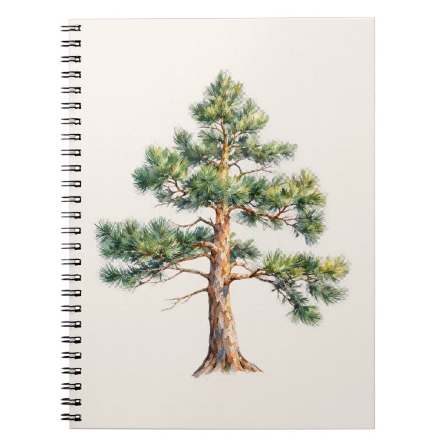 Watercolor Pine Tree Anteckningsbok (Framsidan)