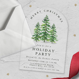 Watercolor Pine Tree Forest Christmas Party