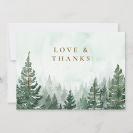 Watercolor Pine Tree Forest Wedding Photo Tack Kort