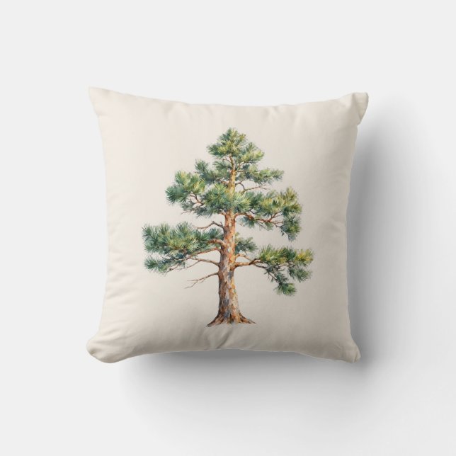 Watercolor Pine Tree Kudde (Framsida)