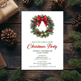 Watercolor Pine Wreath Christmas Party Invitation Inbjudningar