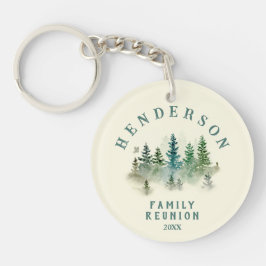 Watercolor PineTrees Family Reunion Button