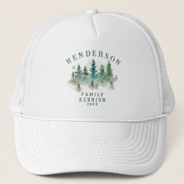 Watercolor PineTrees Family Reunion Button Keps