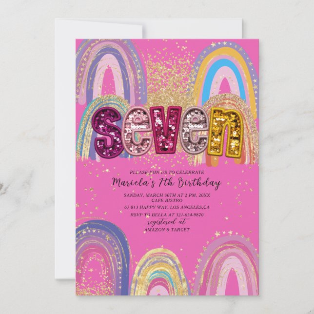  Watercolor pink and gold stars  BirthdaInvitation Inbjudningar (Framsida)