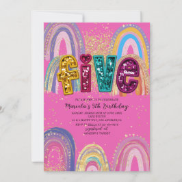  Watercolor pink and gold stars  BirthdaInvitation Inbjudningar