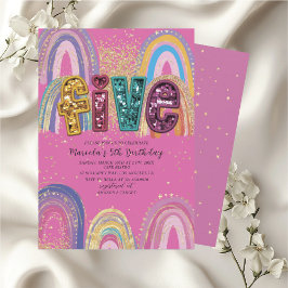  Watercolor pink and gold stars  BirthdaInvitation Inbjudningar