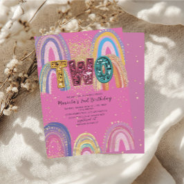  Watercolor pink and gold stars  BirthdaInvitation Inbjudningar