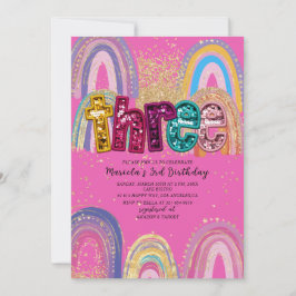  Watercolor pink and gold stars  BirthdaInvitation Inbjudningar