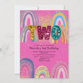  Watercolor pink and gold stars  BirthdaInvitation Inbjudningar