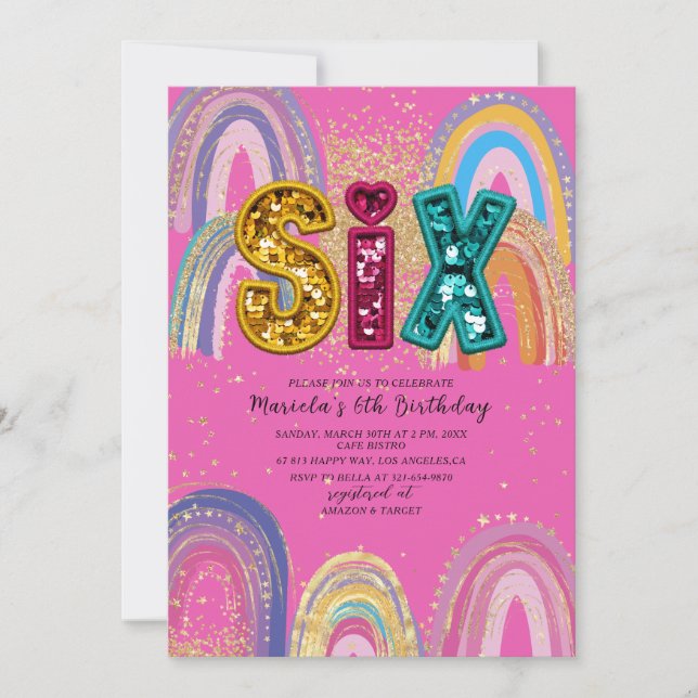  Watercolor pink and gold stars  BirthdaInvitation Inbjudningar (Framsida)