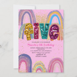 Watercolor pink and gold stars  Birthday Party Inbjudningar