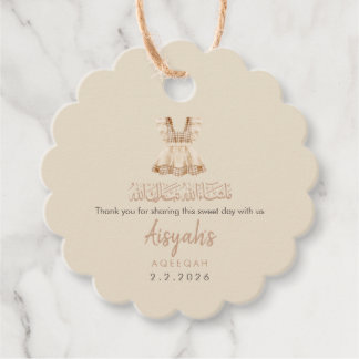 Watercolor Pink Baby Clothes Aqeeqah Round Favor Gåvor Etiketter