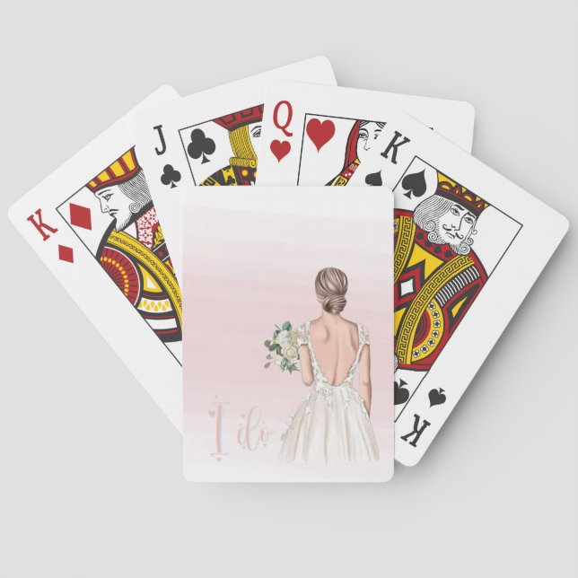 Watercolor Pink Bachelorette Theme Playing Cards Casinokort (Baksidan)