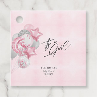 Watercolor Pink Balloons Its A Girl Baby Shower Gåvor Etiketter