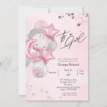 Watercolor Pink Balloons Its A Girl Baby Shower 