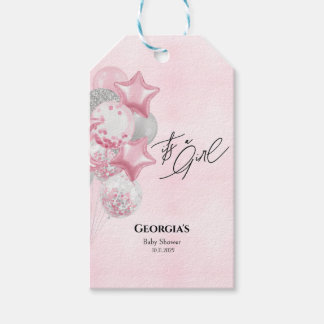 Watercolor Pink Balloons Its A Girl Baby Shower Presentetikett