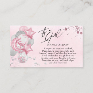 Watercolor Pink Balloons Its A Girl Books for Baby Tilläggskort
