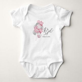 Watercolor Pink Balloons Its A Girl  T Shirt