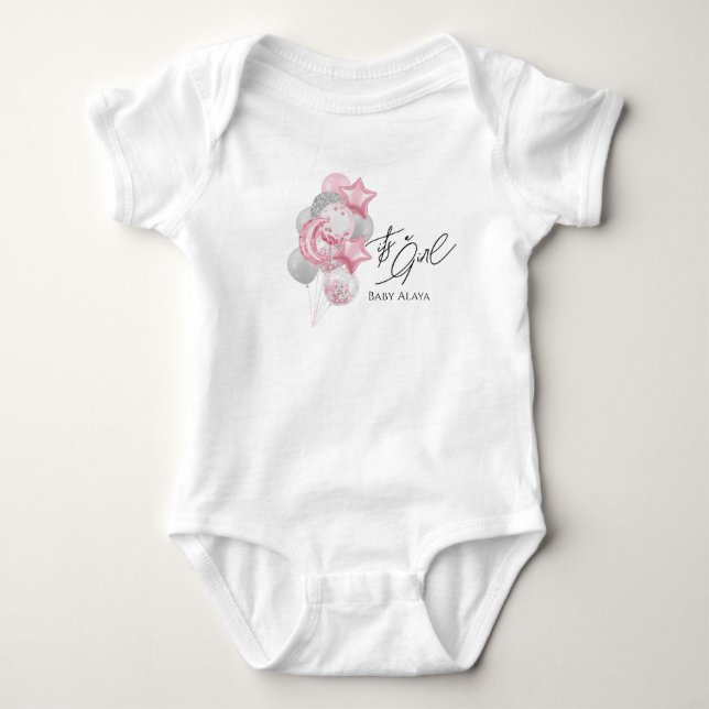 Watercolor Pink Balloons Its A Girl  T Shirt (Framsida)
