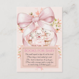 Watercolor Pink Bow Books for Baby Request Card Tilläggskort
