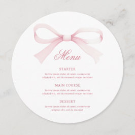 Watercolor Pink Bow Round Menu Meny