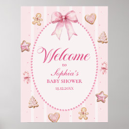 Watercolor Pink Christmas Cookie Baby Shower Poster
