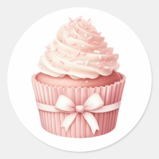 Watercolor Pink Cupcake Sticker – Cozy Winter Runt Klistermärke