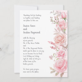 Watercolor Pink Floral Border Wedding Invitation Inbjudningar