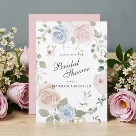 Watercolor Pink Flowers Wedding Bridal Shower Inbjudningar