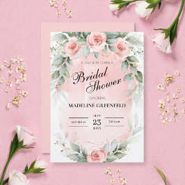 Watercolor Pink Flowers Wedding Bridal Shower Inbjudningar