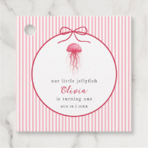 Watercolor Pink Jellyfish Bow Girl 1st Birthday