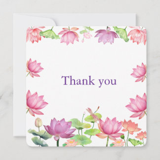 Watercolor Pink Lotus Floral Garden 2.5 Tack Kort