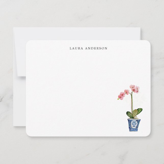 Watercolor Pink Orchid  Tack Kort (Framsida)