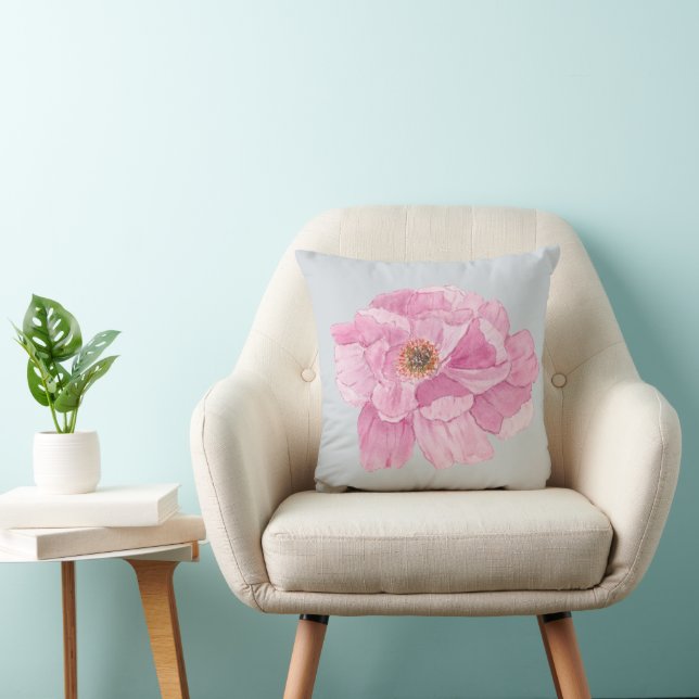 Watercolor Pink Peony  Kudde (Stol)