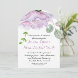 Watercolor Pinkish Lila Grönt Blommigt Bröllop Inbjudningar