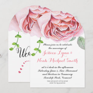 Watercolor Pinkish Lila Grönt Blommigt Bröllop Inbjudningar