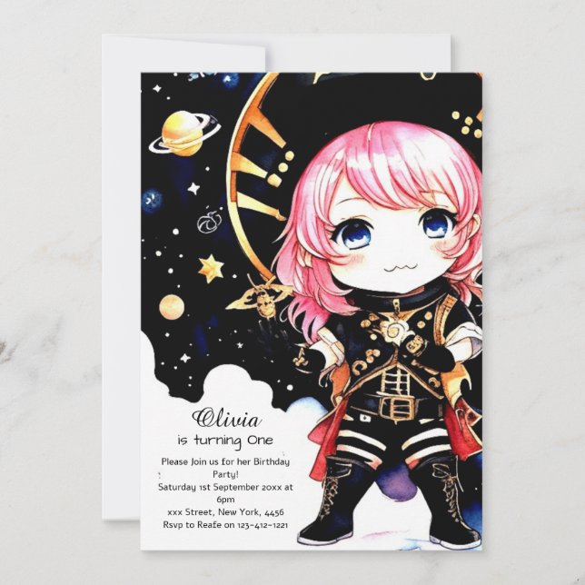 Watercolor Pirat Birthday Inbjudningar (Framsida)