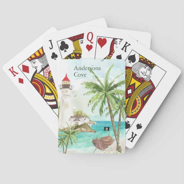 Watercolor Pirat Cove (sommarkolv) Casinokort (Baksidan)