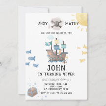 Watercolor Pirater Birthday