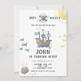 Watercolor Pirater Birthday Inbjudningar